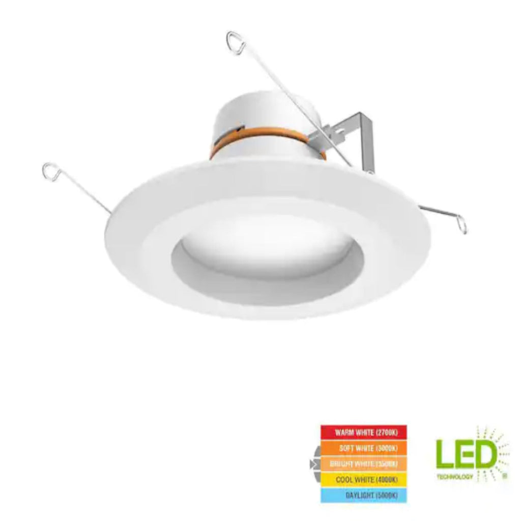 Commercial Electric 5/6 in. New Construction or Remodel Matte White Dimmable LED Recessed Trim with Adjustable Color Changing Technology - Damaged Box