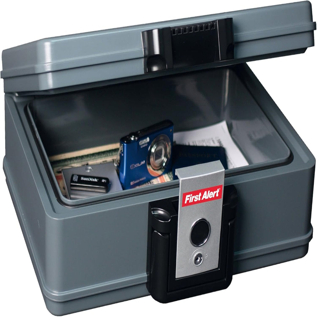 First Alert .19 CU' Waterproof 30 Minute Fire Chest With Carry Handle And Key Lock