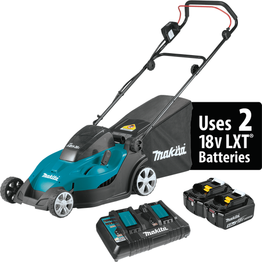 Makita 36 Volt LXT 17 Inch Lawn Mower Kit (5.0Ah) Factory Serviced