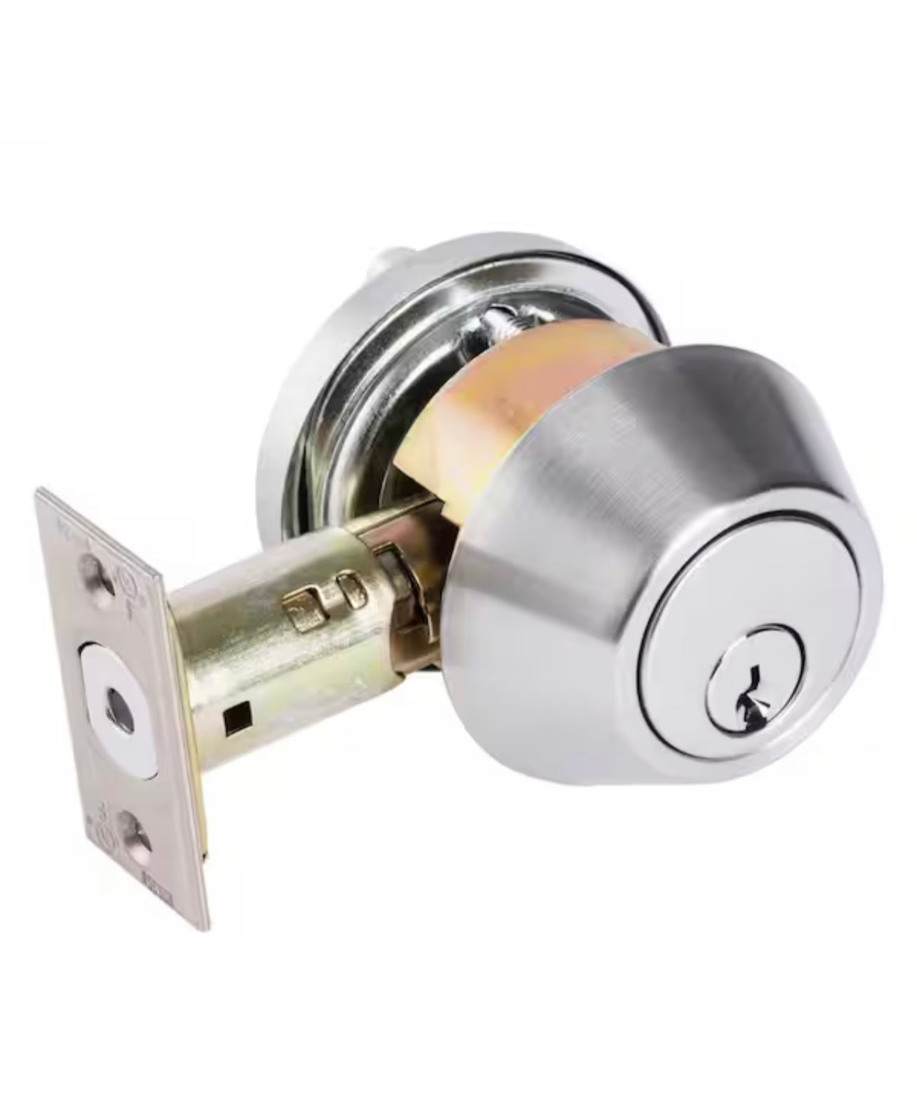 Universal Hardware  Industrial Duty Commercial Single Cylinder Deadbolt, UL 3-Hr Fire ANSI Grade 1, Satin Chrome Finish Damaged Box