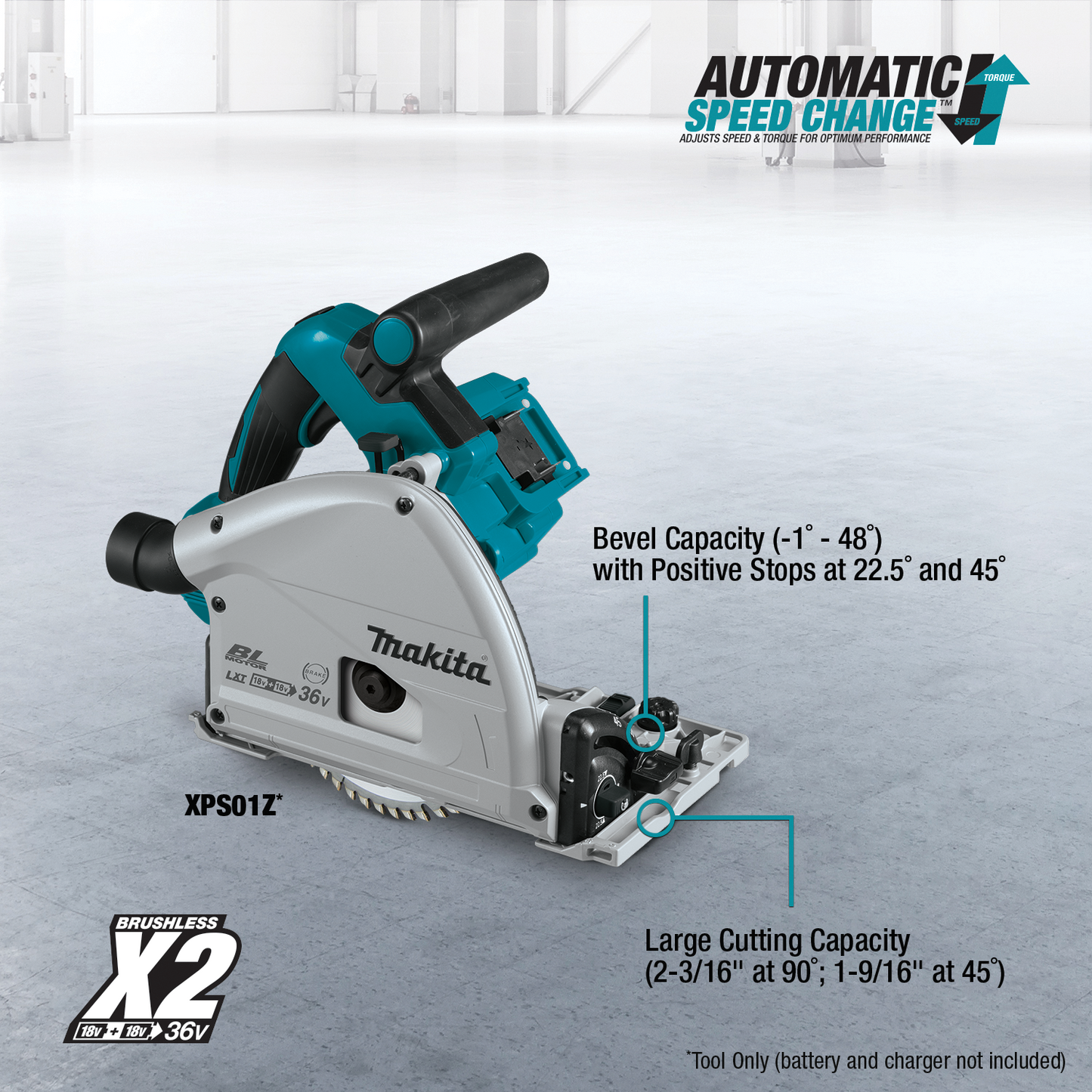 Makita 36 Volt (18V X2) Brushless 6 1/2 Inch Plunge Circular Saw Factory Serviced (Tool Only)