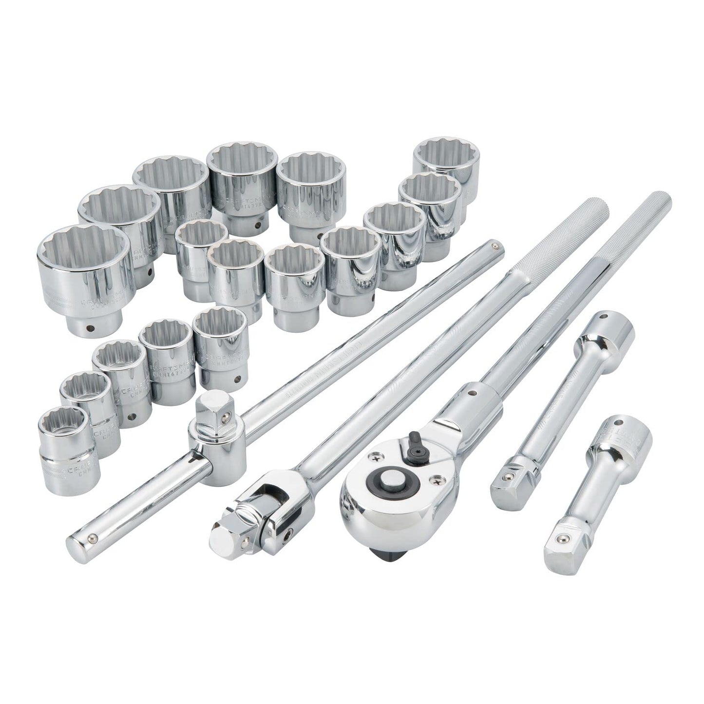 CRAFTSMAN 22-Piece Standard (SAE) and Metric Polished Chrome Mechanics Tool Set