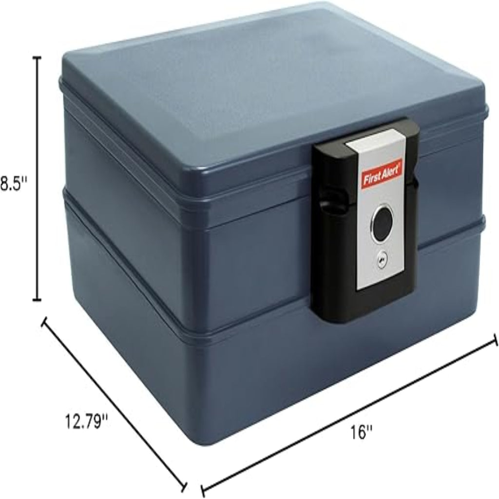 First Alert .39 CU' Waterproof 30 Minute Fire Chest With Carry Handle And Key Lock