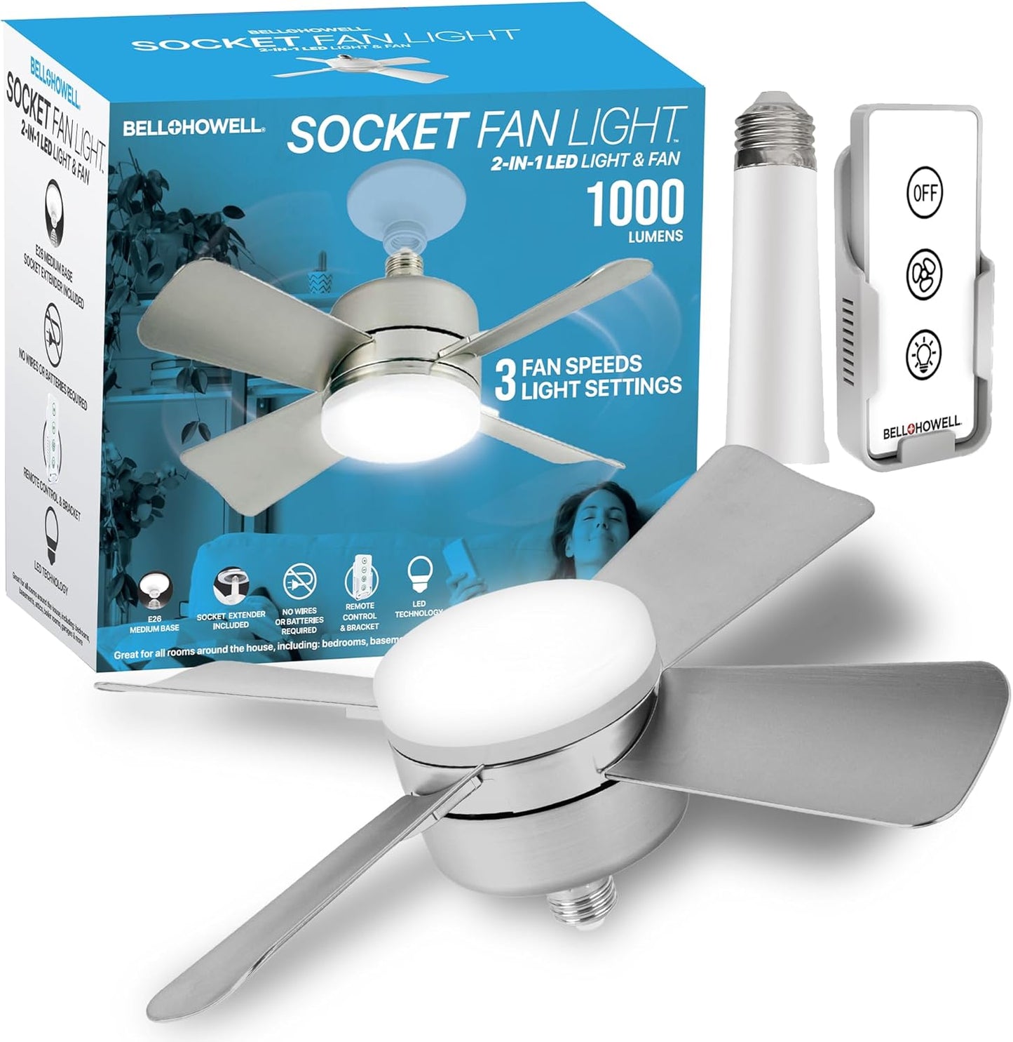 Bell And Howell Silver Socket Fan Light Damaged Box