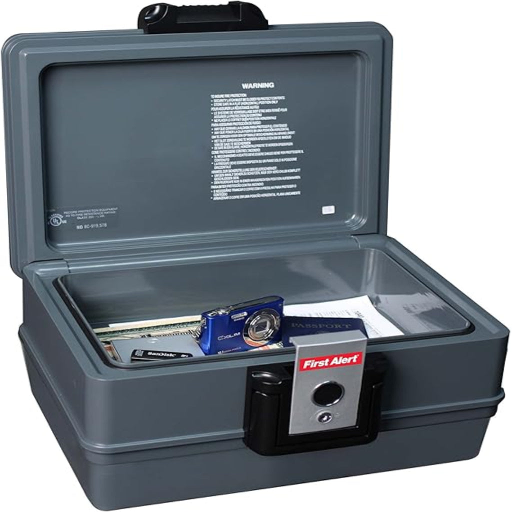 First Alert .39 CU' Waterproof 30 Minute Fire Chest With Carry Handle And Key Lock