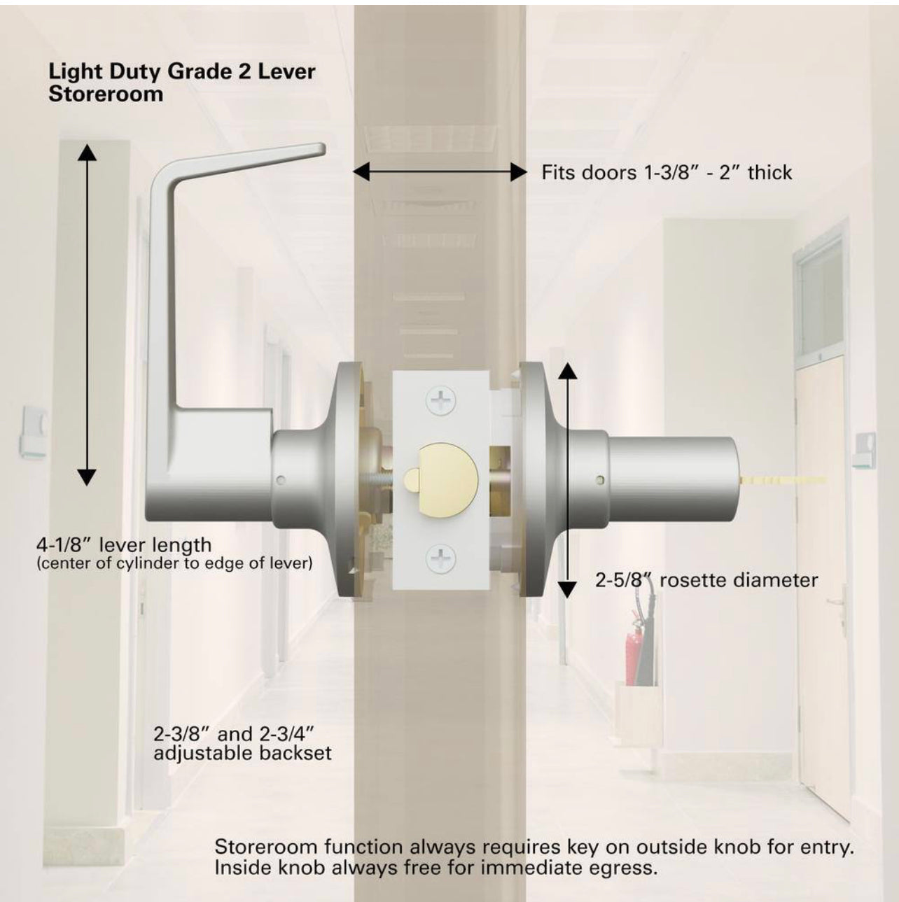 Universal Hardware Light Duty Commercial Storeroom Lever, ADA, UL 3-Hr Fire, ANSI Grade 2, Satin Chrome Finish Damaged Box