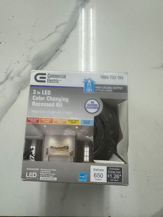 Commercial Electric 3 Inch LED Color Changing Recessed Kit Dark Bronze Damaged Box