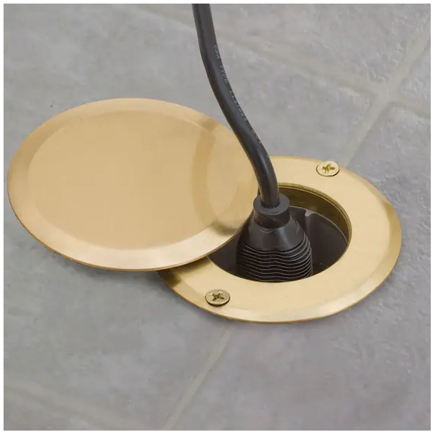 Raco Round Nonmetallic Drop in Floor Box Kit Includes Flange Cover Single 15A TR Device and Hole Saw Brass Damaged Box