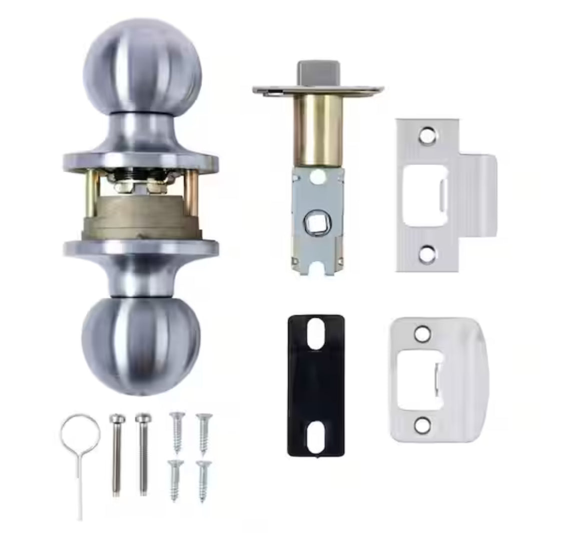 Universal Hardware Light Duty Commercial Passage (Hall/Closet) Knob, UL 3-Hr Fire ANSI Grade 2, Satin Chrome Finish
