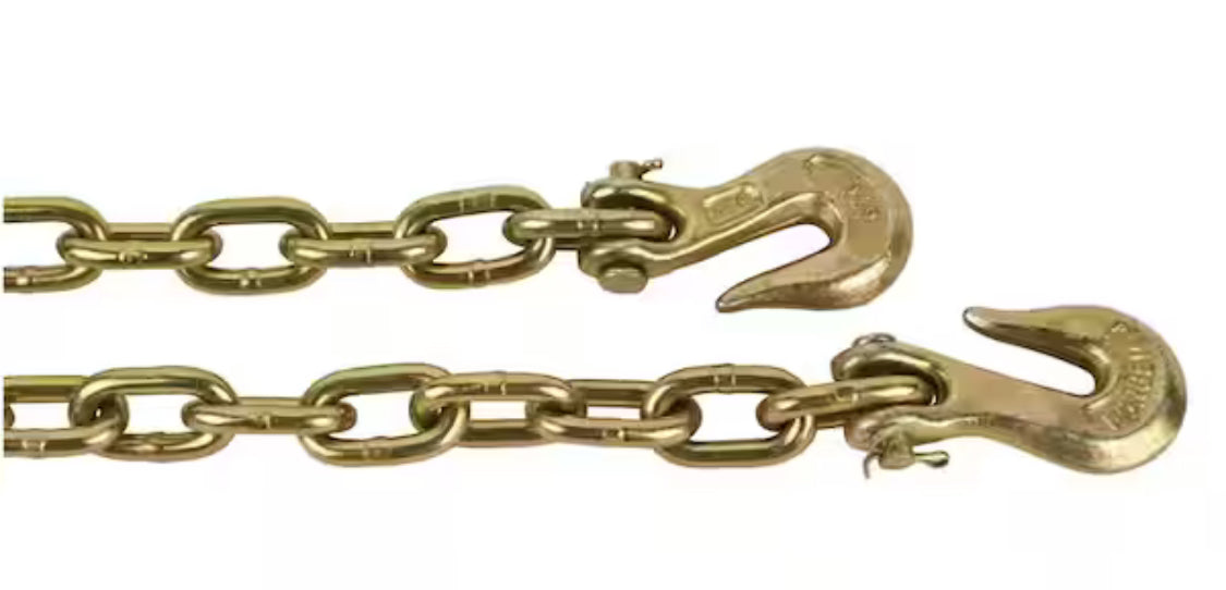 Everbilt 5/16 in. x 20 ft. Grade 70 Yellow Zinc Plated Steel Tow Chain with Grab Hooks