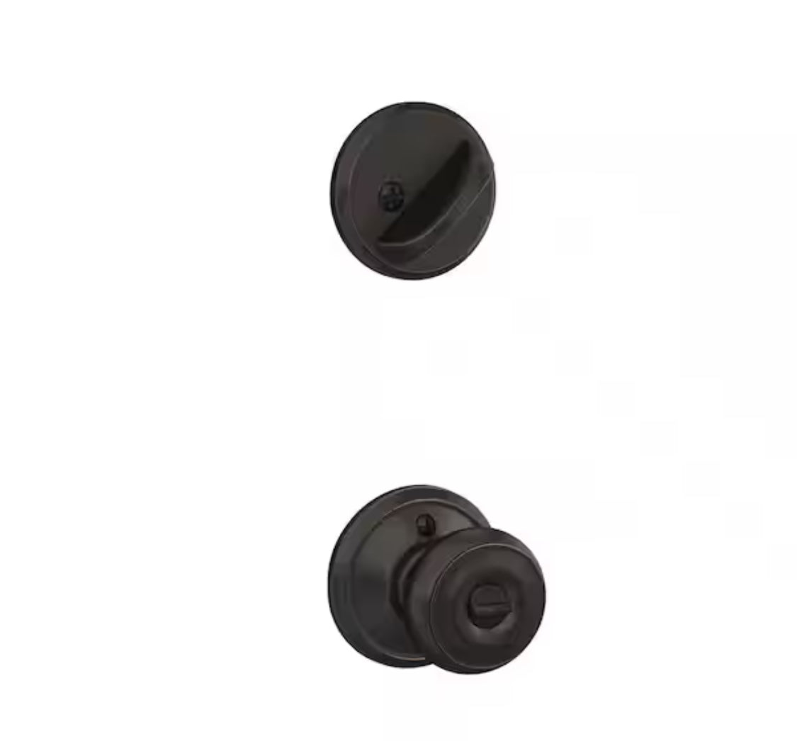 Schlage Georgian Aged Bronze Single Cylinder Deadbolt and Keyed Entry Door Knob Combo Pack