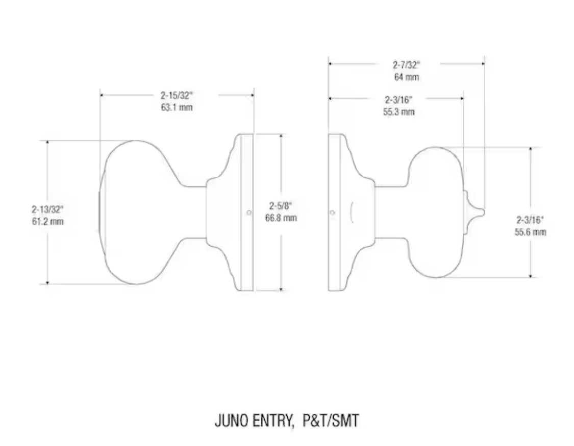 Kwikset Juno Antique Brass Entry Door Knob Featuring SmartKey Security with Microban Antimicrobial Technology
