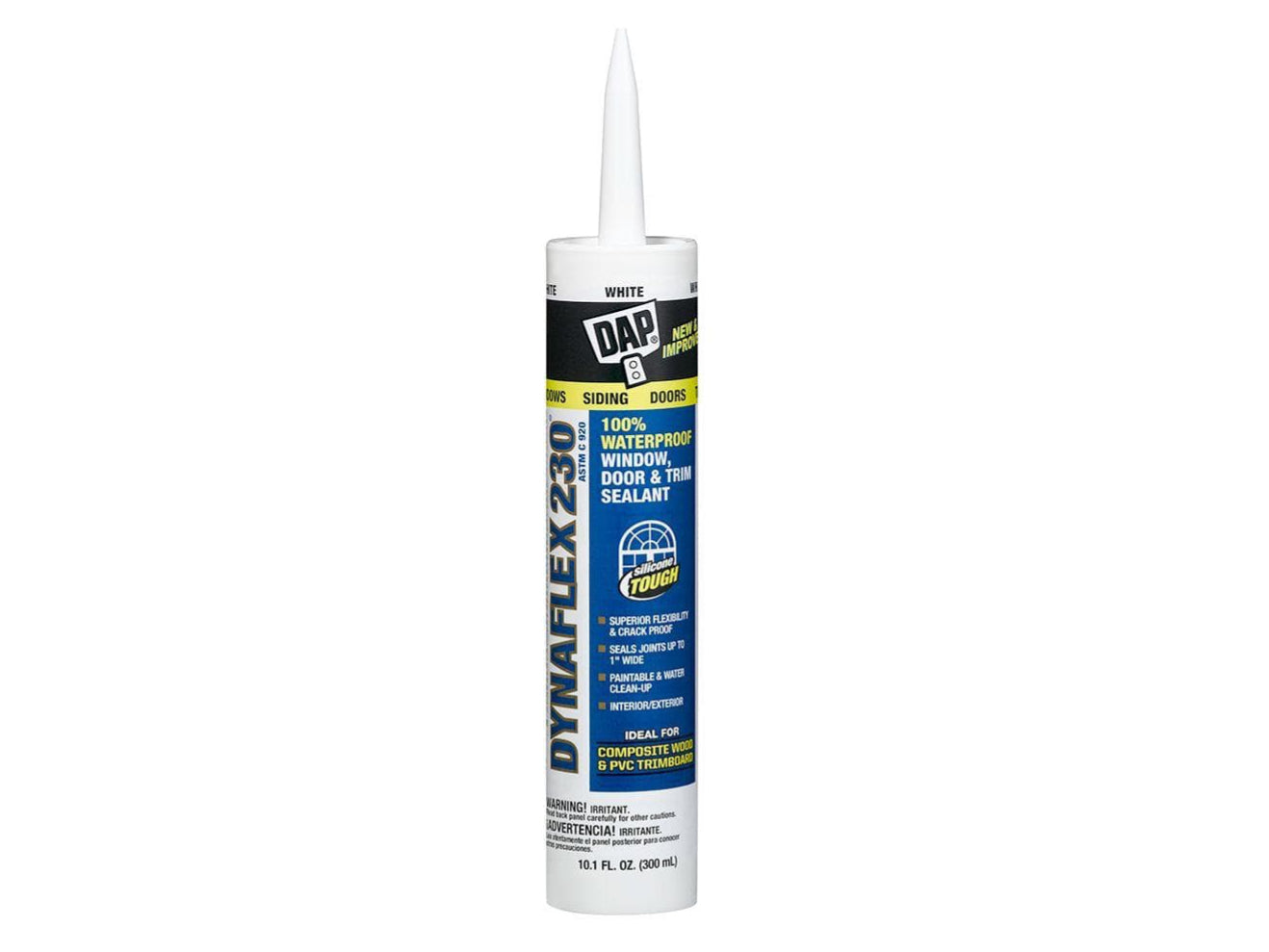 DAP Dynaflex 230 10.1 oz. White Premium Elastomeric Exterior/Interior Window, Door and Trim Sealant