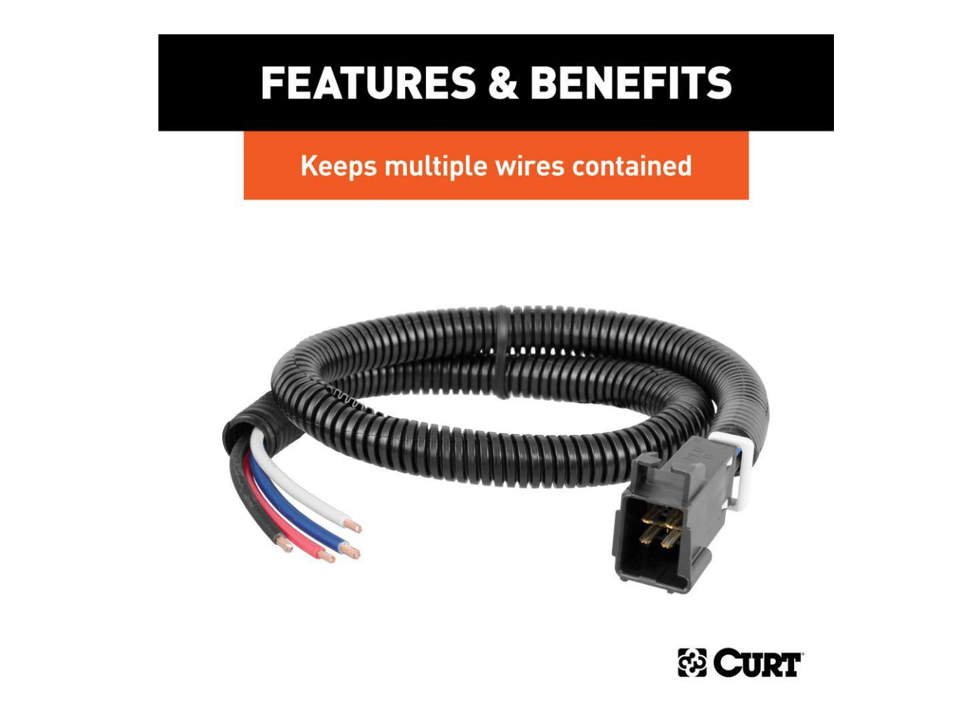 CURT 3/8" Convoluted Slit Loom Tubing (Packaged)