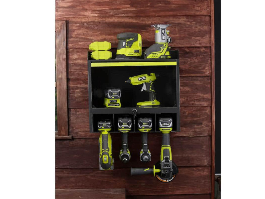RYOBI Steel 2-Shelf Wall Mounted Garage Cabinet in Black (17 in W x 11 in H x 19 in D)