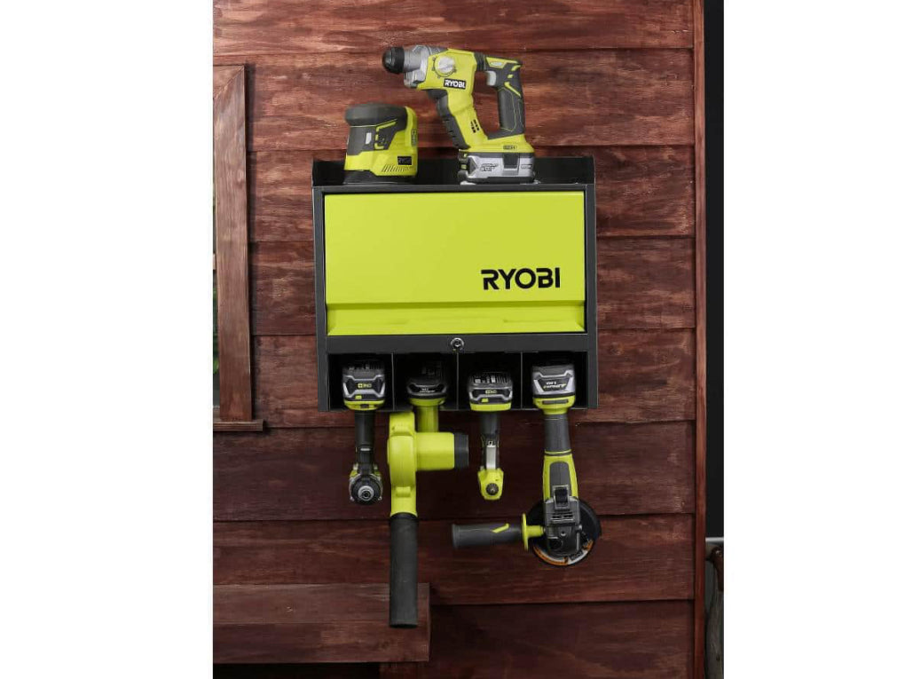 RYOBI Steel 2-Shelf Wall Mounted Garage Cabinet in Black (17 in W x 11 in H x 19 in D)