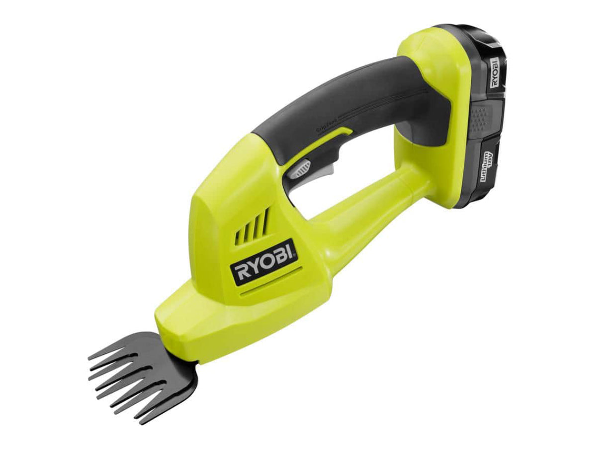 RYOBI ONE+ 18V Cordless Battery Grass Shear and Shrubber Trimmer with 1.3 Ah Battery and Charger