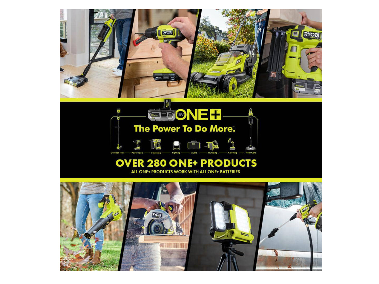 RYOBI ONE+ 18V Cordless Battery Grass Shear and Shrubber Trimmer with 1.3 Ah Battery and Charger
