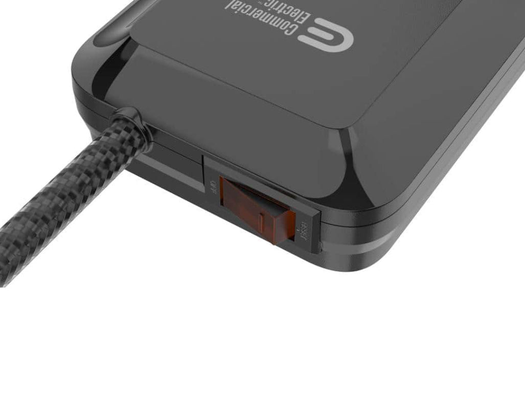 Commercial Electric 12 ft. Braided Cord 8-Outlet Surge Protector with 1 USB and 1 USB-C, Black NEW