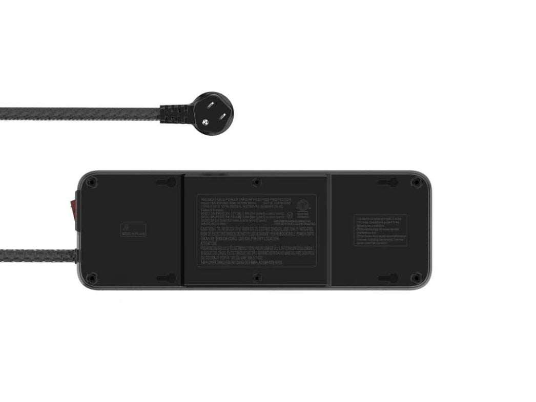 Commercial Electric 12 ft. Braided Cord 8-Outlet Surge Protector with 1 USB and 1 USB-C, Black NEW