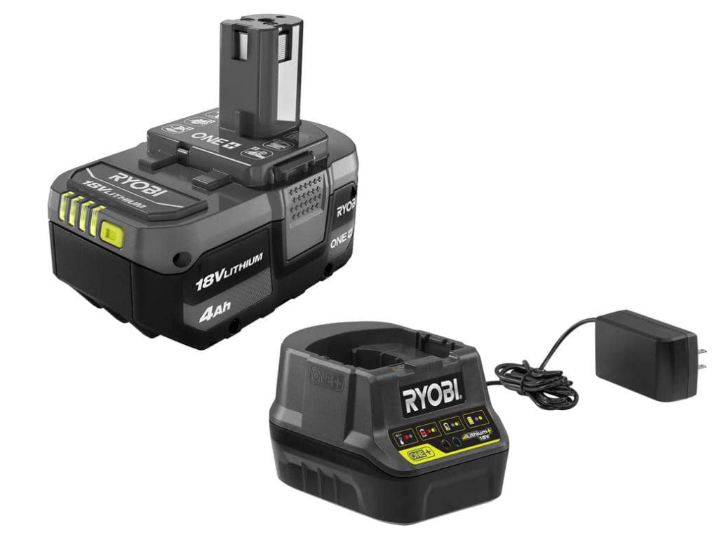 RYOBI ONE+ 18V Cordless Battery String Trimmer/Edger and Jet Fan Blower Combo Kit with 4.0 Ah Battery and Charger - Damaged Box