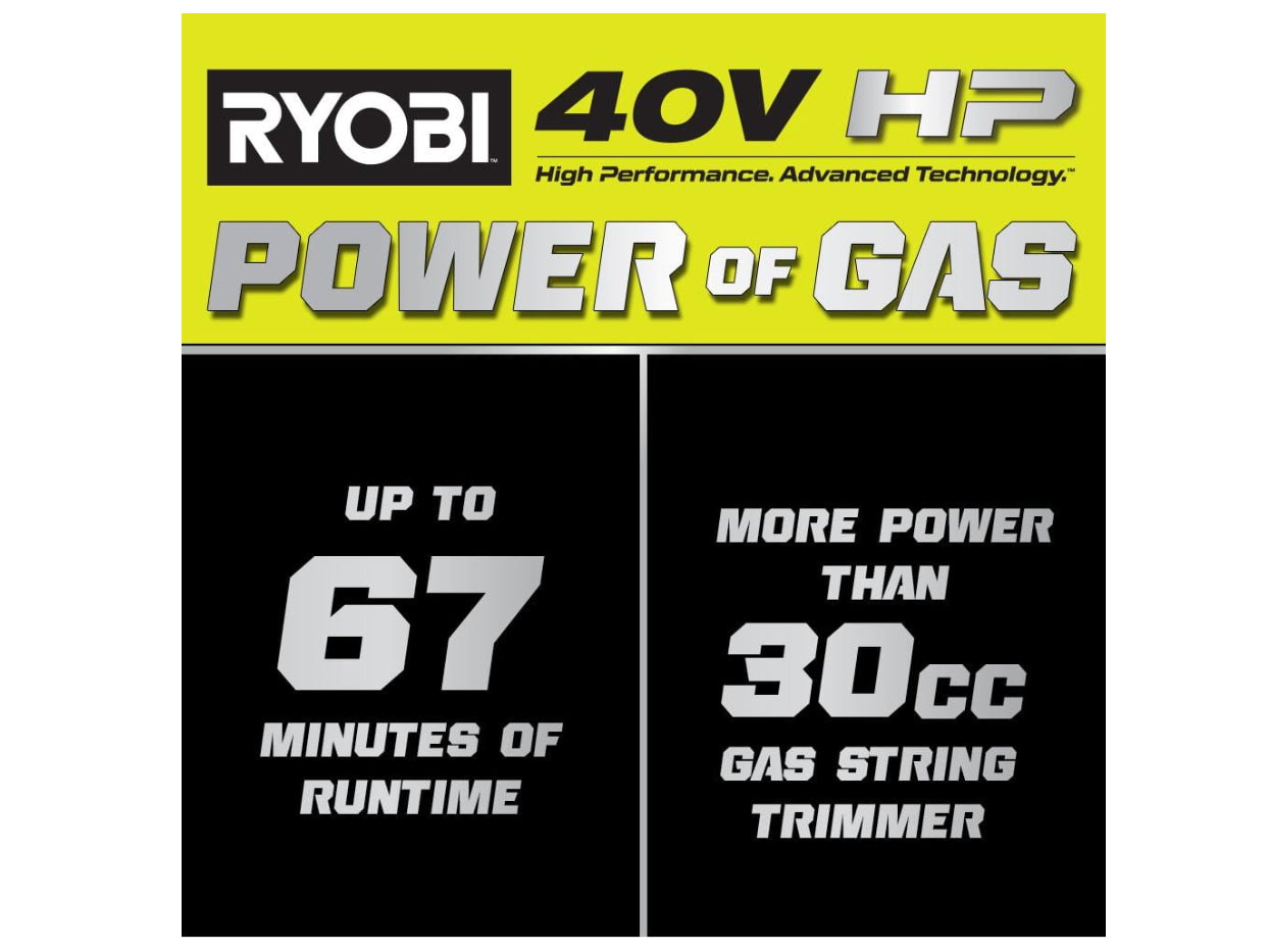 RYOBI 40V HP Brushless Whisper Series 17 in. Cordless Battery Carbon Fiber Shaft String Trimmer w/ 6.0 Ah Battery & Charger - Damaged Box