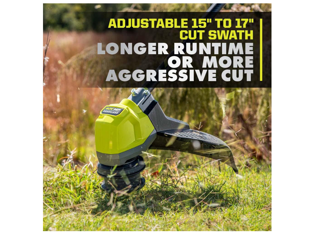 RYOBI 40V HP Brushless Whisper Series 17 in. Cordless Battery Carbon Fiber Shaft String Trimmer w/ 6.0 Ah Battery & Charger - Damaged Box