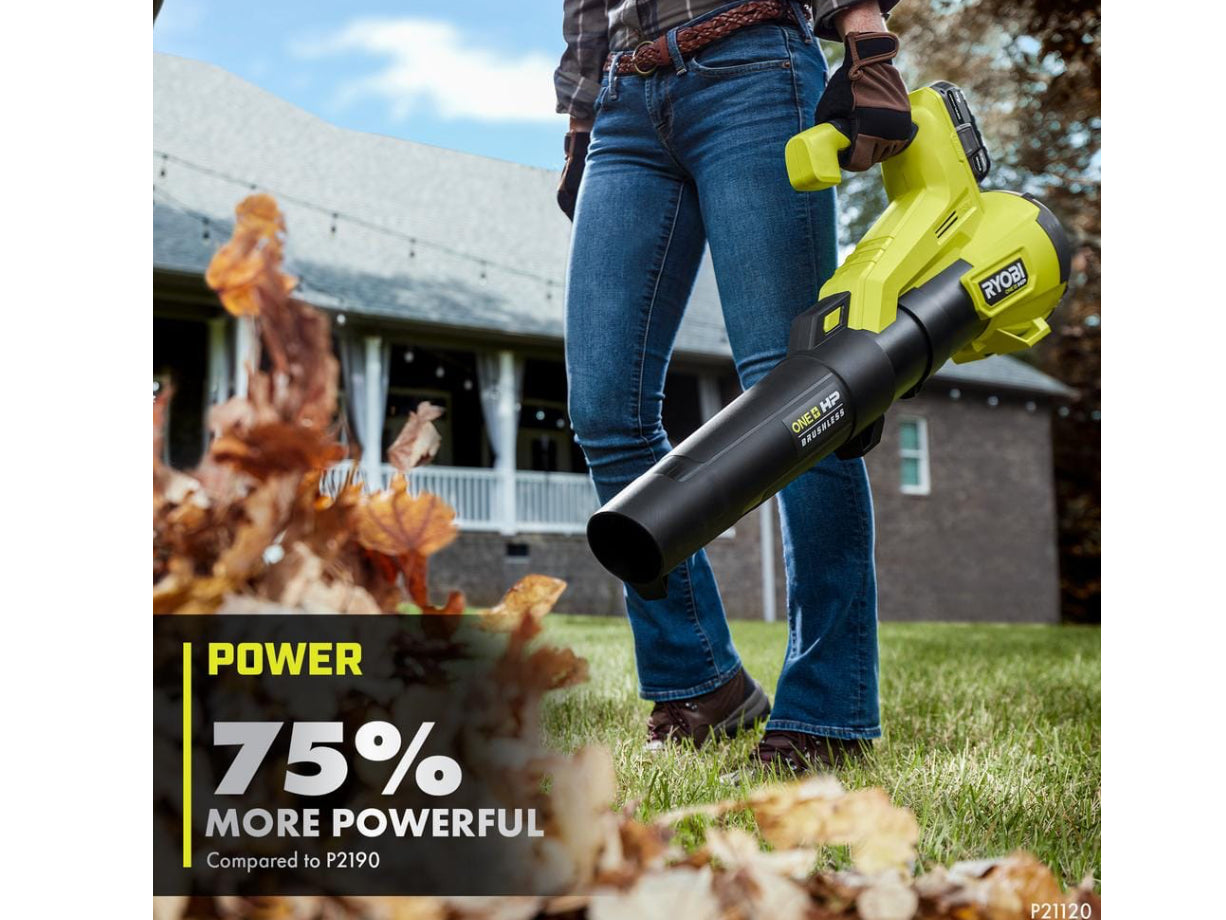 RYOBI ONE+ HP 18V Brushless 110 MPH 350 CFM Cordless Variable-Speed Jet Fan Leaf Blower (Tool Only) - Damaged Box