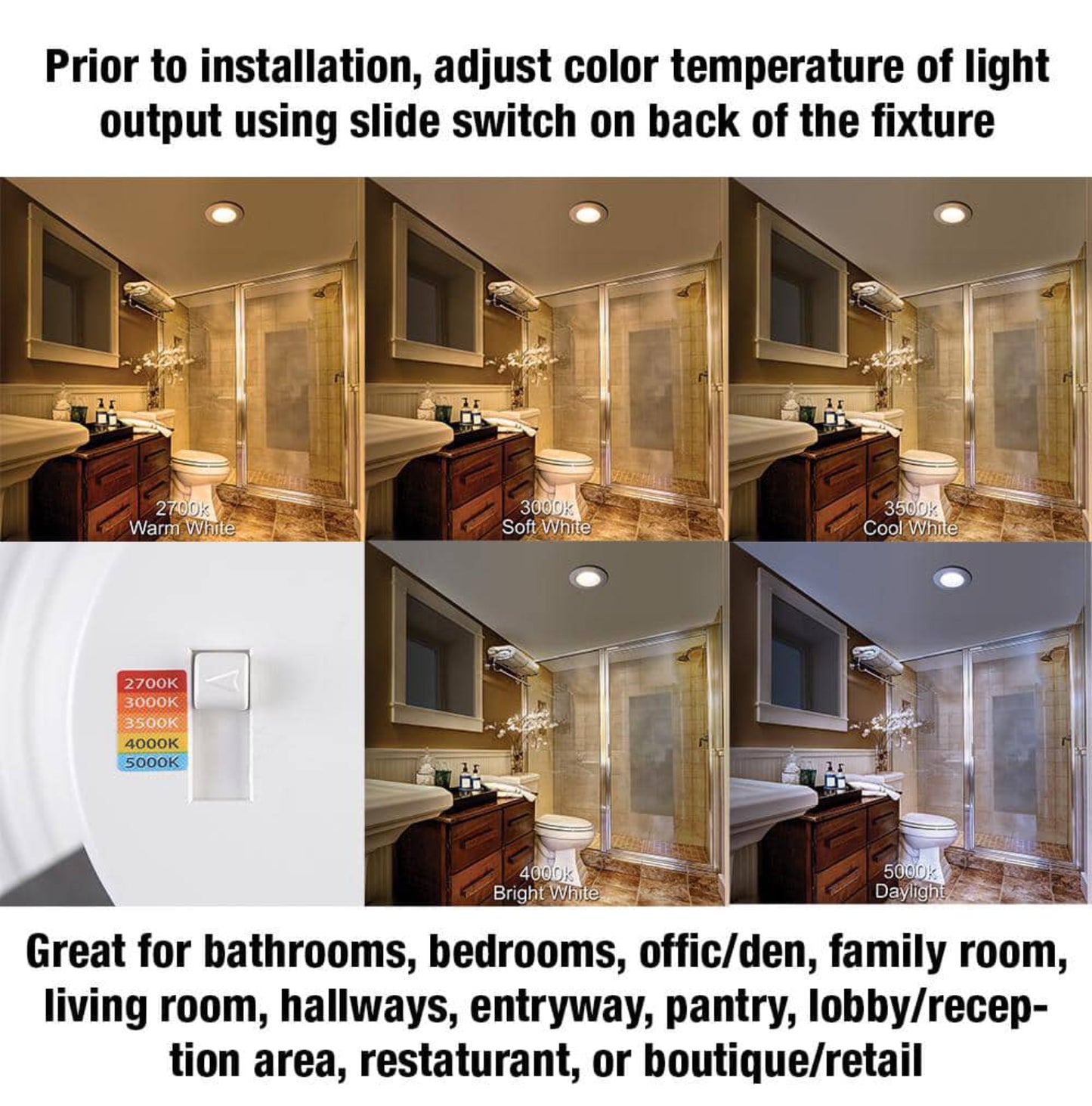 Commercial Electric 6 in. Selectable CCT Integrated LED Recessed Light Trim with Night Light Feature 670 Lumens 11-Watt Dimmable Damaged Box