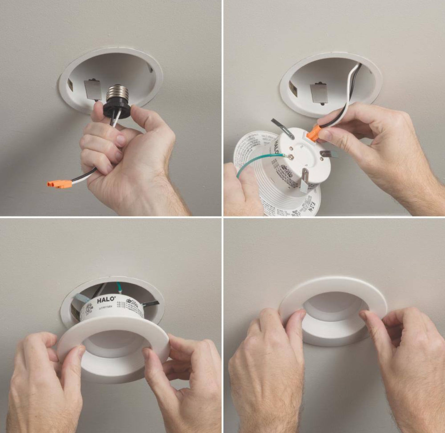 Halo LT 4 in. 2700K Integrated LED White Recessed Ceiling Light Retrofit Trim, Warm White Damaged Box