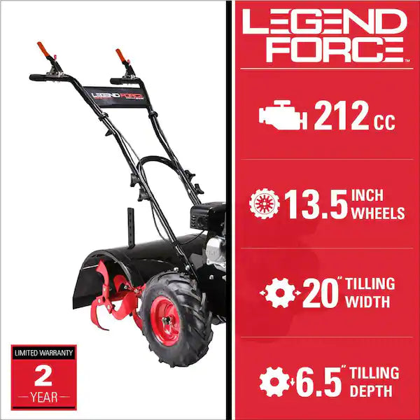 Legend Force 20 Inch 212 cc Gas Rear Tine Garden Tiller