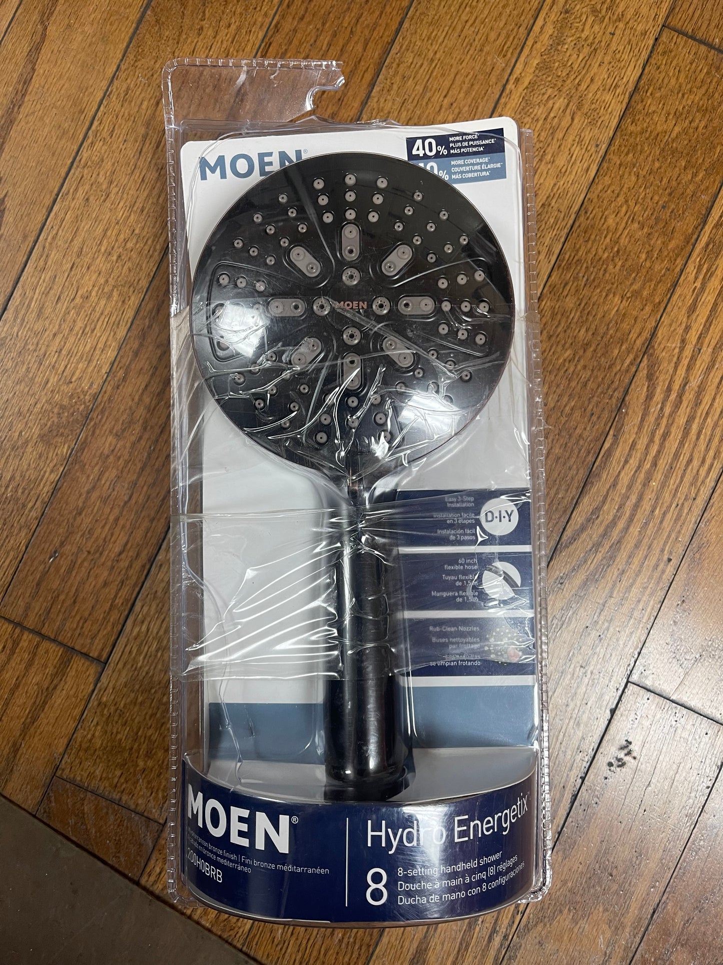 Moen HydroEnergetix 8-Spray Patterns with 1.75 GPM 4.75 in. Wall Mount Single Handheld Shower Head in Mediterranean Bronze Damaged Box