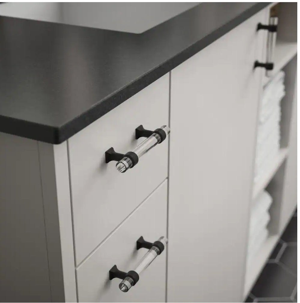 Liberty Acrylic Bar 3 in. (76 mm) Matte Black and Clear Cabinet Drawer Pull