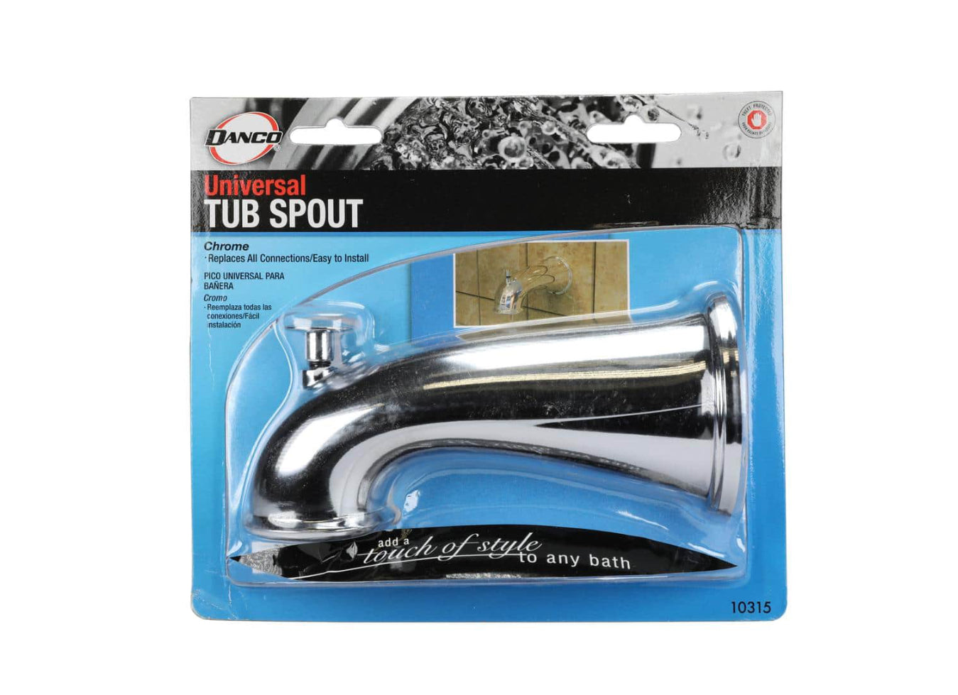 DANCO 5-1/2 in. Decorative Tub Spout in Chrome DAMAGED BOX
