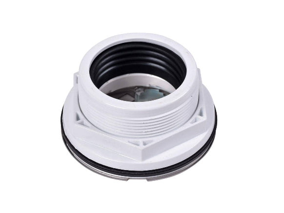 OATEY Round No-Caulk White PVC Shower Drain with 4-1/4 in. Round Snap-In Stainless Steel Drain Cover