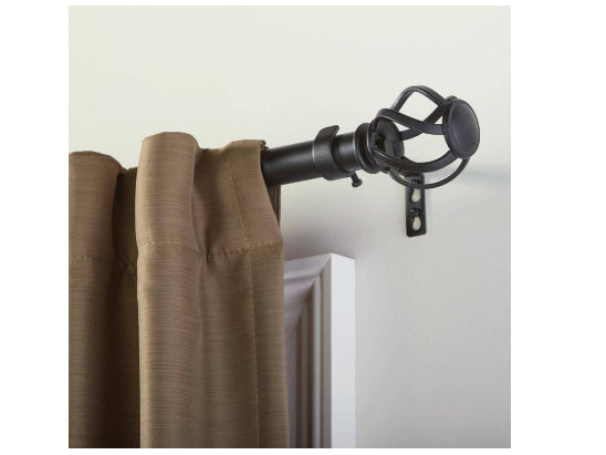 Home Decorators Collection Mix and Match Swirl Cage 1 in. Curtain Rod Finial in Matte Black (2-Pack) DAMAGED BOX