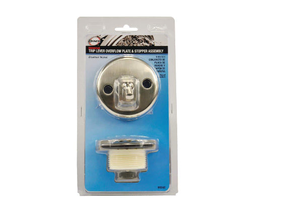 DANCO Trip Lever Bath Tub Drain and Overflow Trim Kit in Brushed Nickel DAMAGED BOX
