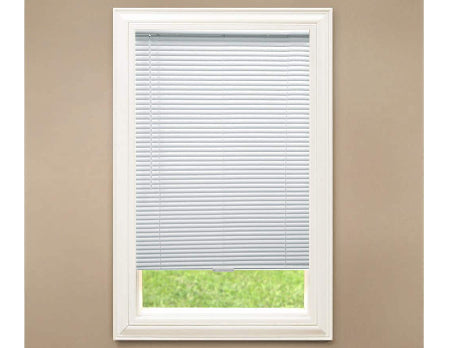Hampton Bay White Cordless Room Darkening 1 in. Vinyl Mini Blind for Window or Door - 31 in. W x 48 in. L