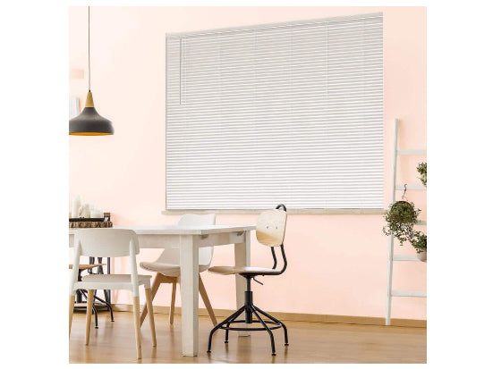 Hampton Bay White Cordless Room Darkening 1 in. Vinyl Mini Blind for Window or Door - 31 in. W x 48 in. L