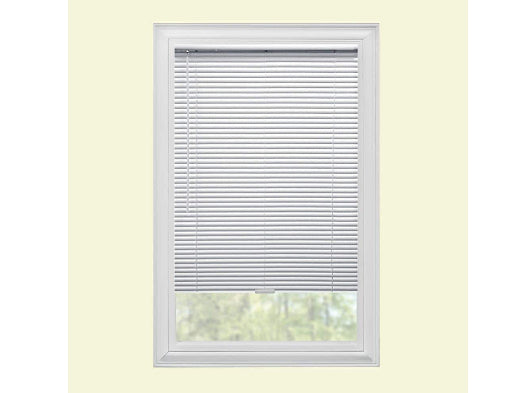 Hampton Bay White Cordless Room Darkening 1 in. Vinyl Mini Blind for Window or Door - 31 in. W x 48 in. L