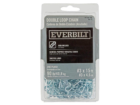 Everbilt #3 x 15 ft. Zinc Plated Steel Double Loop Chain