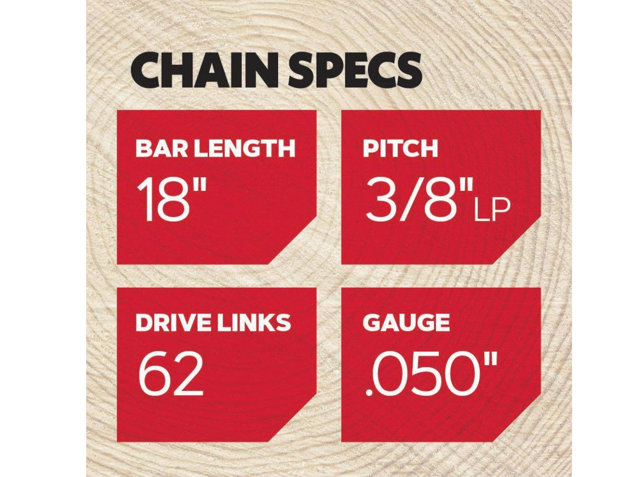 Oregon S62 Chainsaw Chain for 18 in. Bar, Fits Husqvarna, Echo, Poulan, Craftsman, Homelite and More