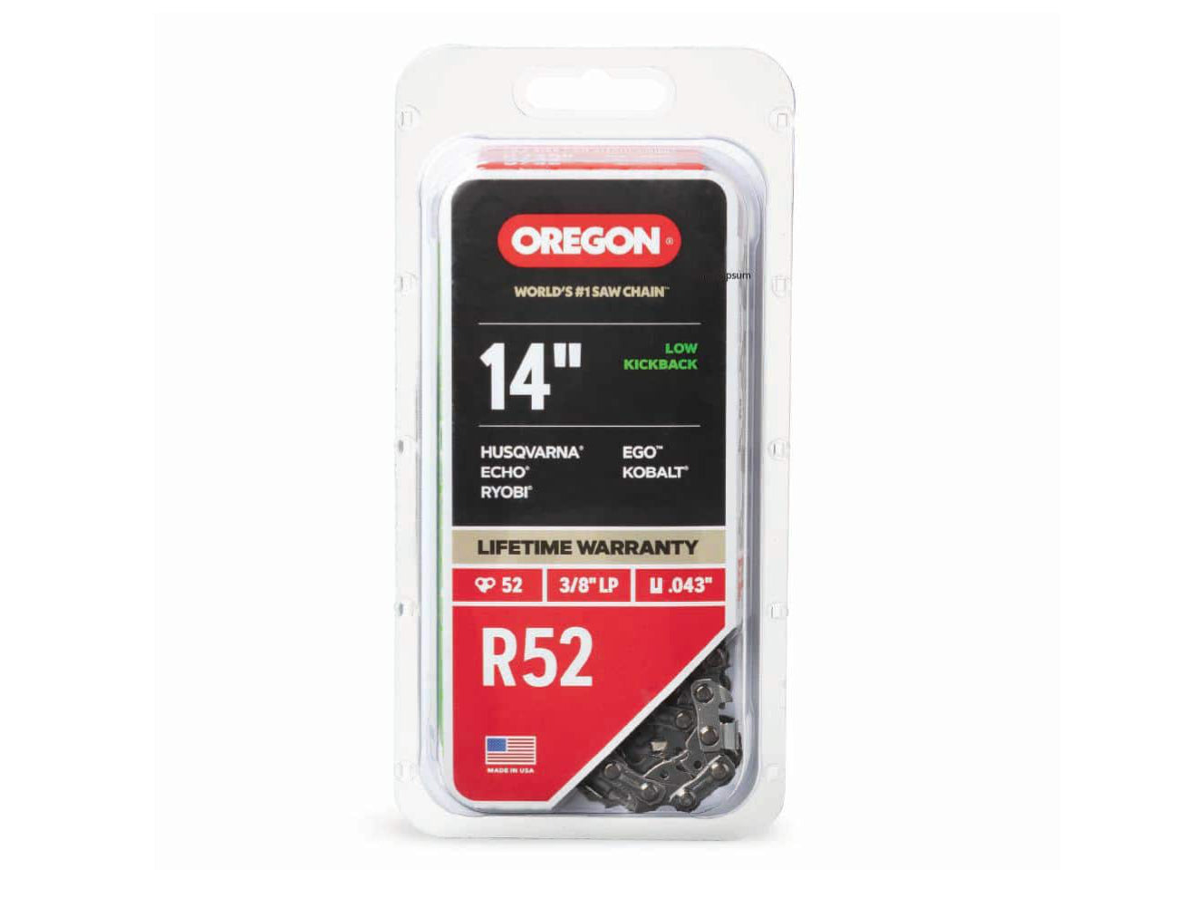 Oregon R52 Chainsaw Chain for 14 in. Bar, Fits Echo, Makita, Husqvarna, Ryobi Poulan and more