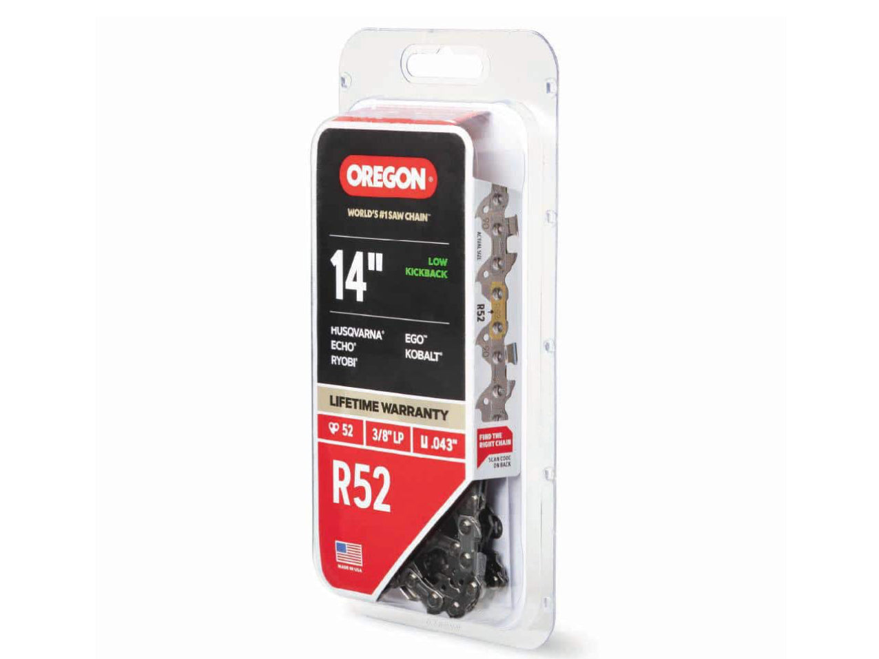 Oregon R52 Chainsaw Chain for 14 in. Bar, Fits Echo, Makita, Husqvarna, Ryobi Poulan and more