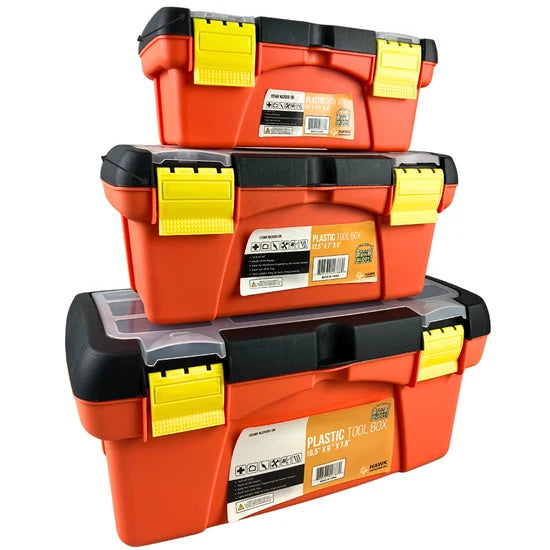 3-Piece Plastic Tool Box Set w Tray