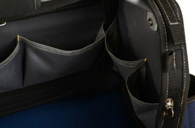 Frontier 19 Inch Open Tote Tool Bag with Rotating Handle in Black and Blue