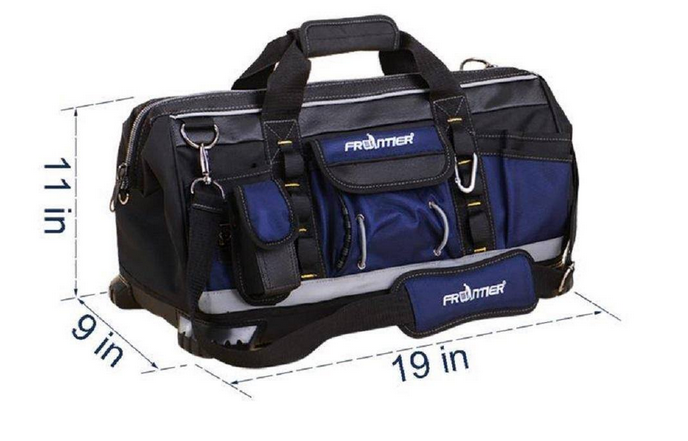 Frontier 19 Inch Zippered Tote Tool Bag in Black and Blue