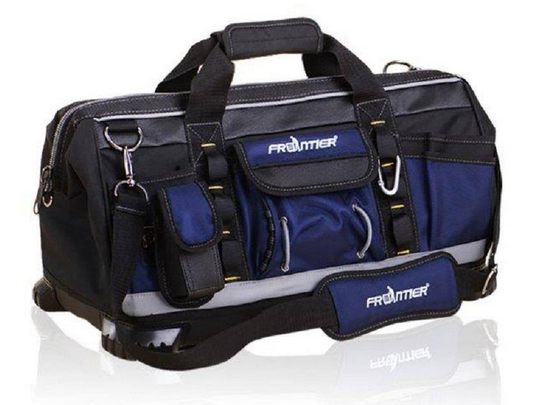 Frontier 19 Inch Zippered Tote Tool Bag in Black and Blue