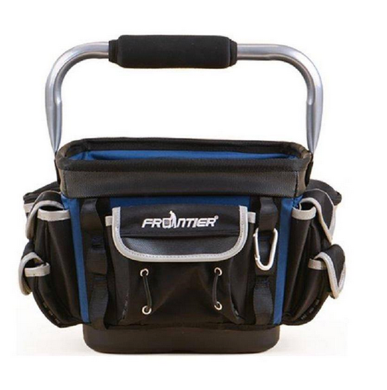 Frontier 10 Inch Open Mouth Heavy Duty Tote Tool Bag in Black and Blue