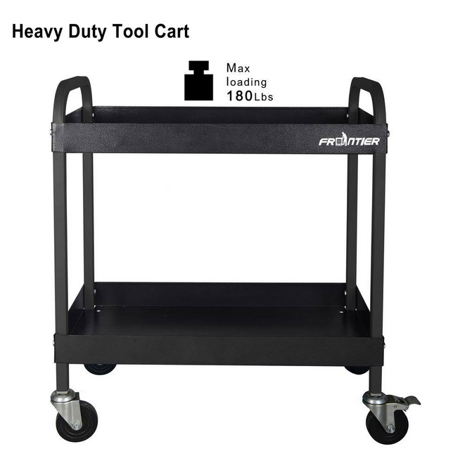 Frontier 30.25 Inch 2 Tray Heavy-Duty Rolling Utility Tool Cart